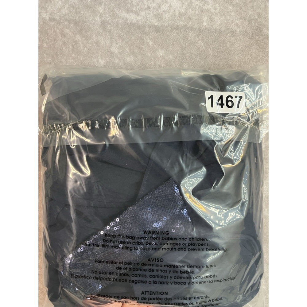 Betsy & Adam Navy Blue Jersey Dress Sequin Shoulder Women's Size 14W - Picture 7 of 7